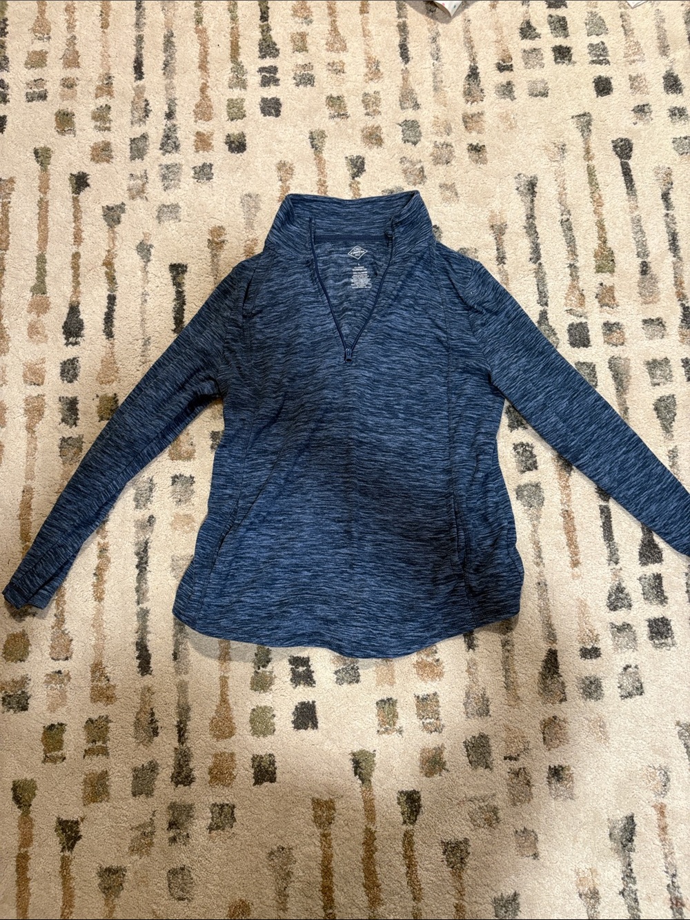 St. John’s Bay Women’s Long Sleeve Heathered Navy Classic Quarter Zip